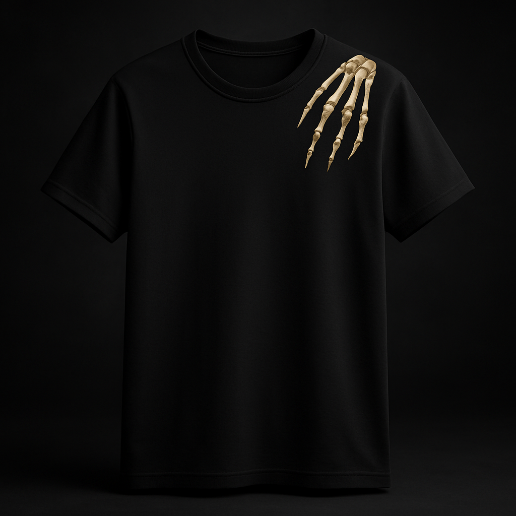 Skeleton Drop Oversized Blank T-shirt - Black