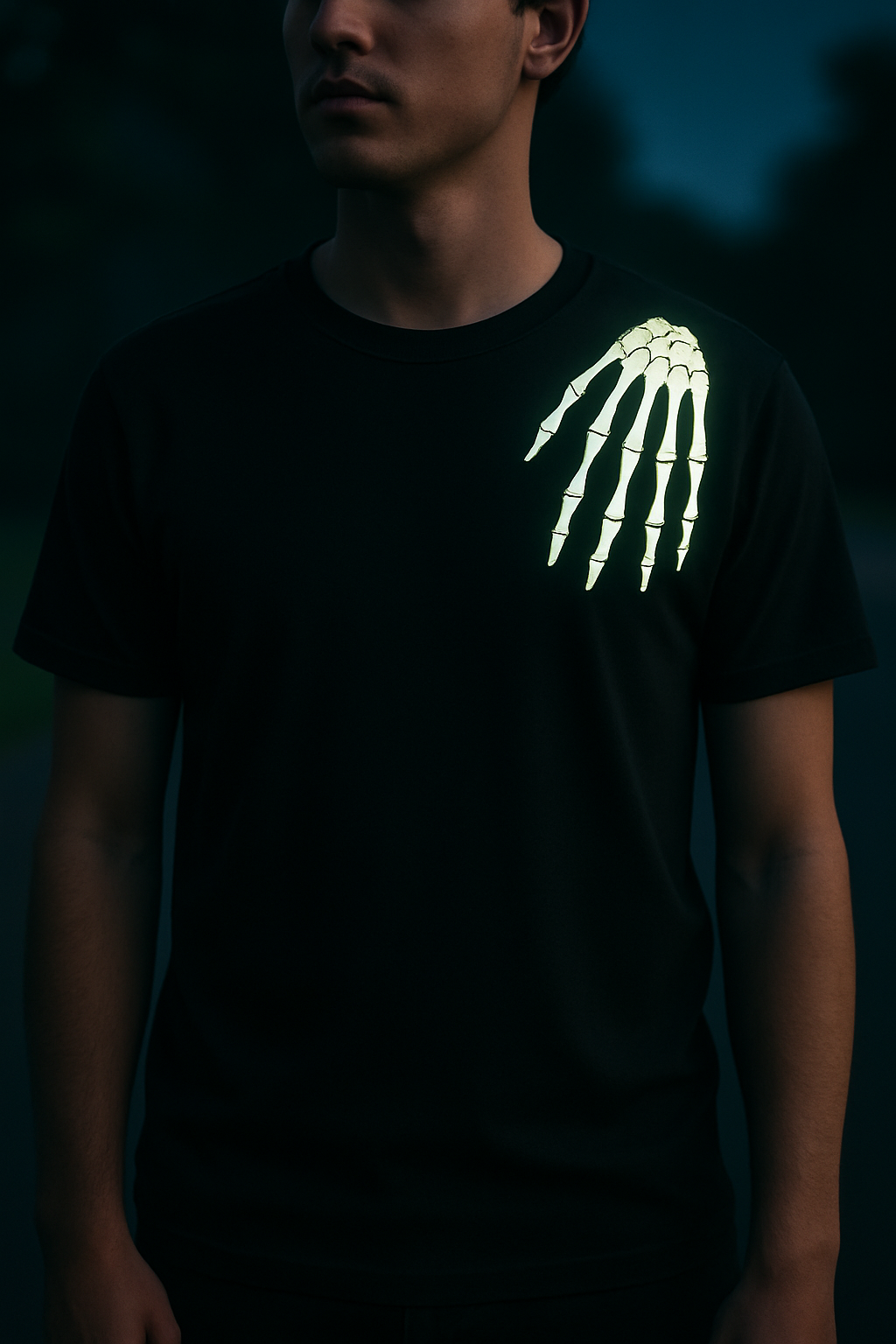 Skeleton Drop Oversized Blank T-shirt - Black