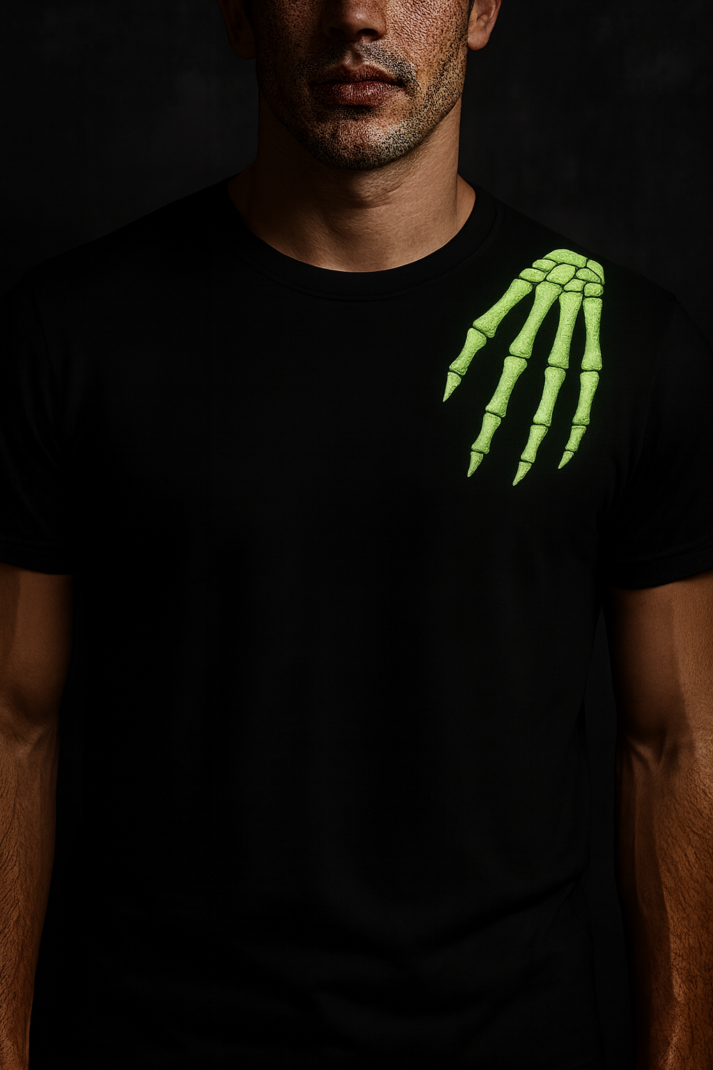 Skeleton Drop Oversized Blank T-shirt - Black